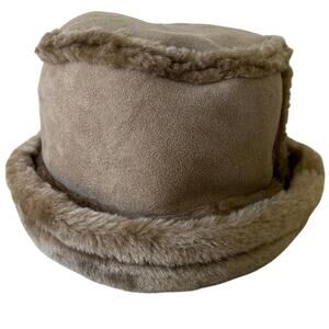 Children’s faux leather faux fur bucket hat winter fall boho warm streetwear